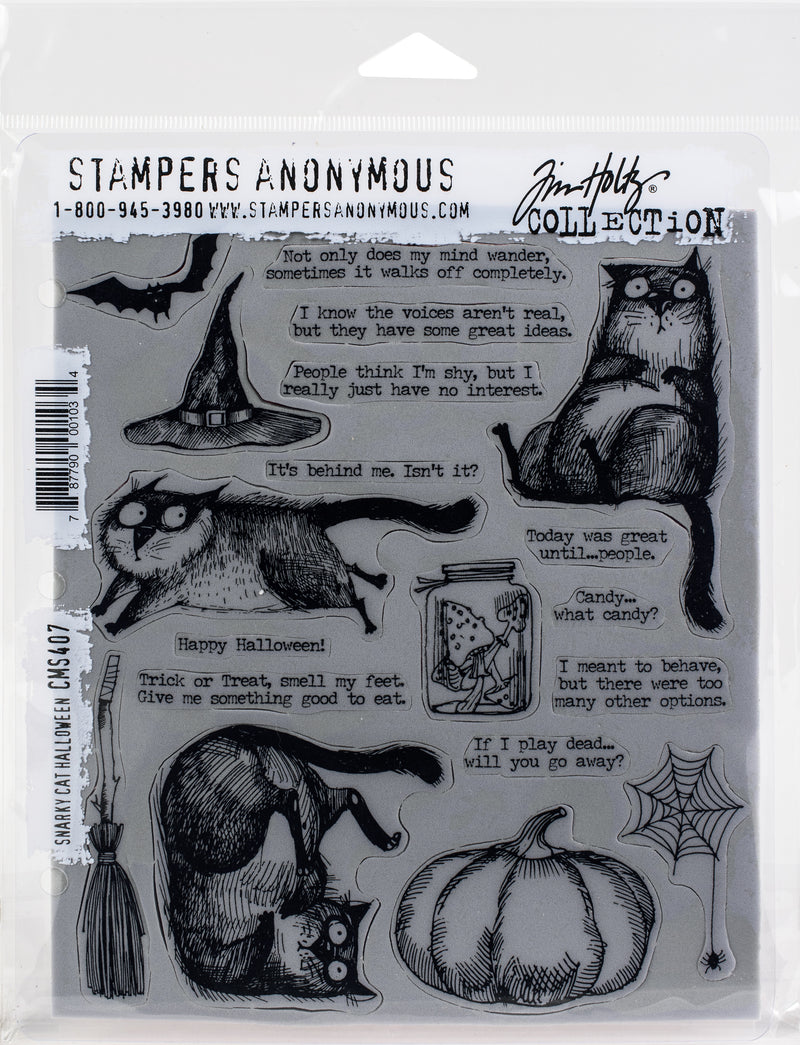 Tim Holtz Cling Stamps Snarky Cat Halloween