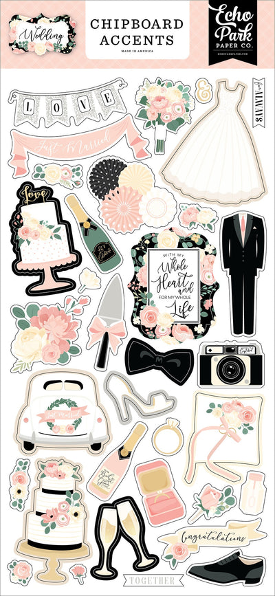 Echo Park Just Married Stickers  Wedding scrapbook, Pink scrapbook, Wedding  stickers