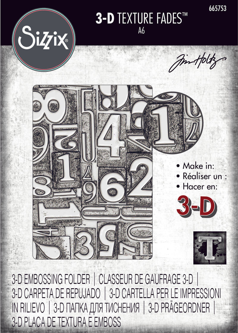 Sizzix 3D Texture Fades by Tim Holtz Numbered