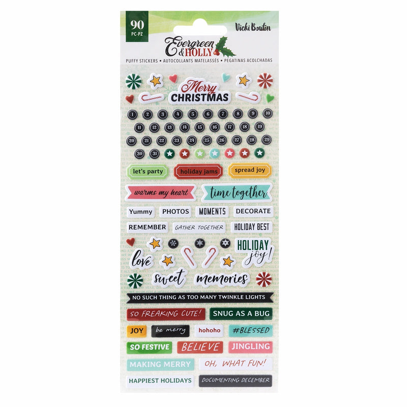 Evergreen & Holly Puffy Stickers