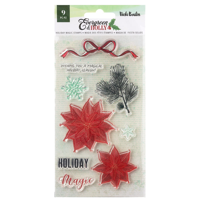 Evergreen & Holly Clear Stamps Holiday Magic