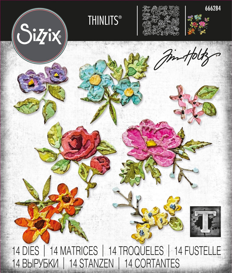 Sizzix Thinlits Dies by Tim Holtz Brushstroke Flowers