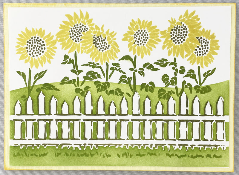 TCW Stencil 8.5x11 - Layered Fenced Sunflowers