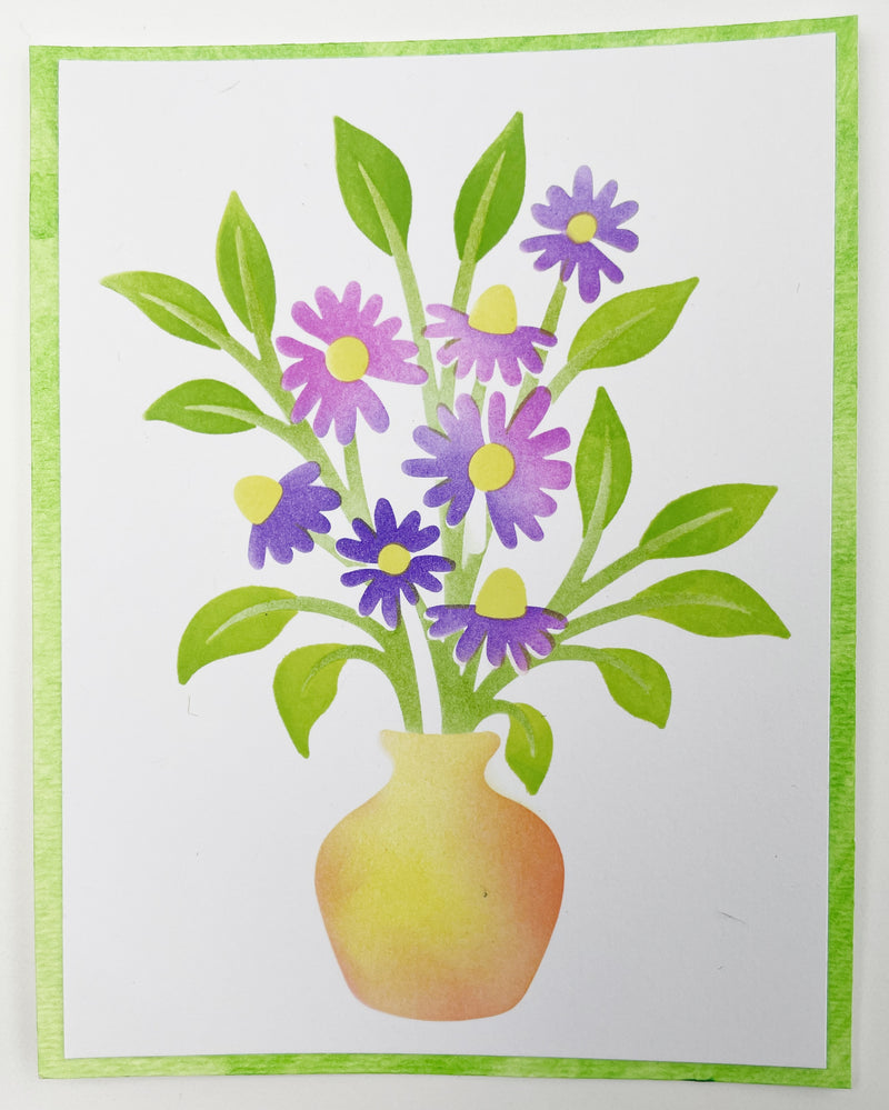 TCW Stencil 8.5x11 - Layered Flower Vase