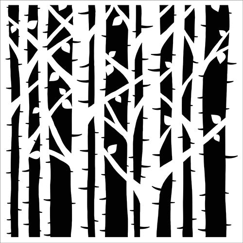 TCW Stencil 12x12 - Birch Trees