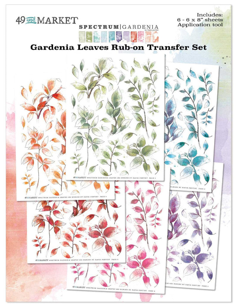 Spectrum Gardenia 6x8 Rub Ons Leaves