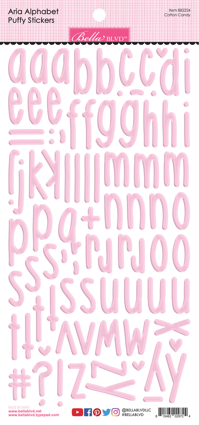 Aria Alphabet Puffy Stickers - Cotton Candy