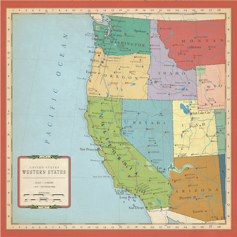 Cartography No. 1 - US West Coast Map