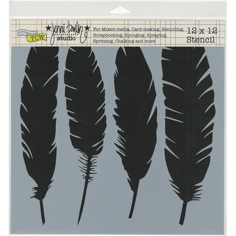 TCW Stencil 12x12 - Four Feathers