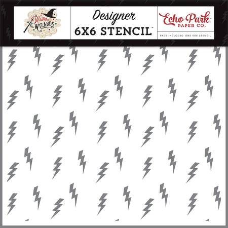 Witches & Wizards 6x6 Stencil Lightning Strike