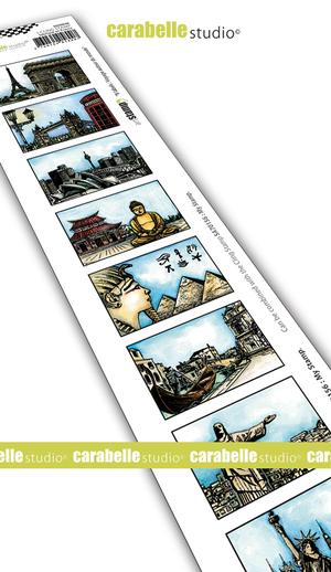 Carabelle Studio - Cling Stamp 8 Labels Voyage autour du monde
