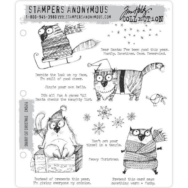 Tim Holtz Cling Stamps Snarky Cat Christmas