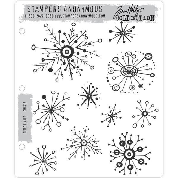 Tim Holtz Cling Stamps Retro Flakes