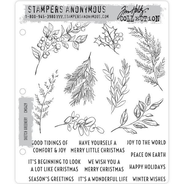Tim Holtz Cling Stamps Sketch Greenery
