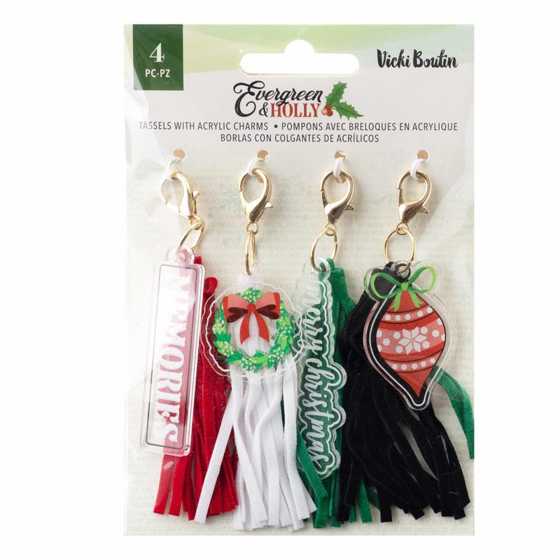 Evergreen & Holly Tassel Charms